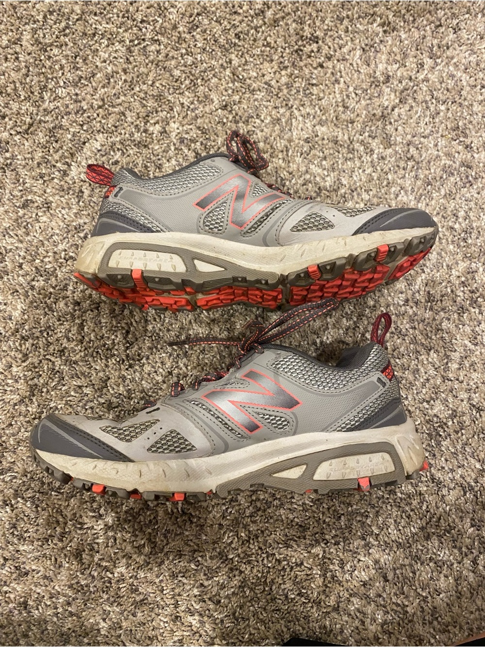 New Balance Gray & Coral Trail Sneakers